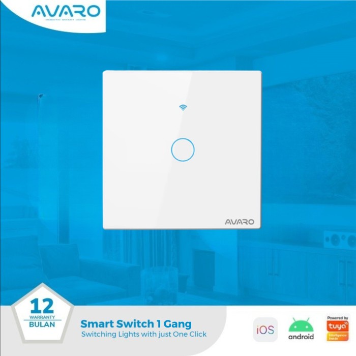 AVARO Smart Wall Switch WIFI Touch Saklar Lampu - EU 1 Gang White