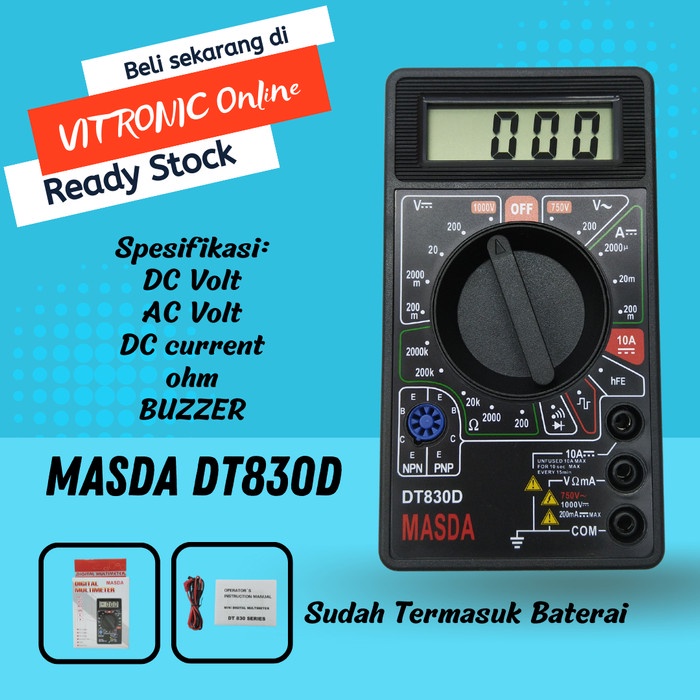 Digital Multimeter Masda DT830D Multitester DT 830 D Avometer DT-830D