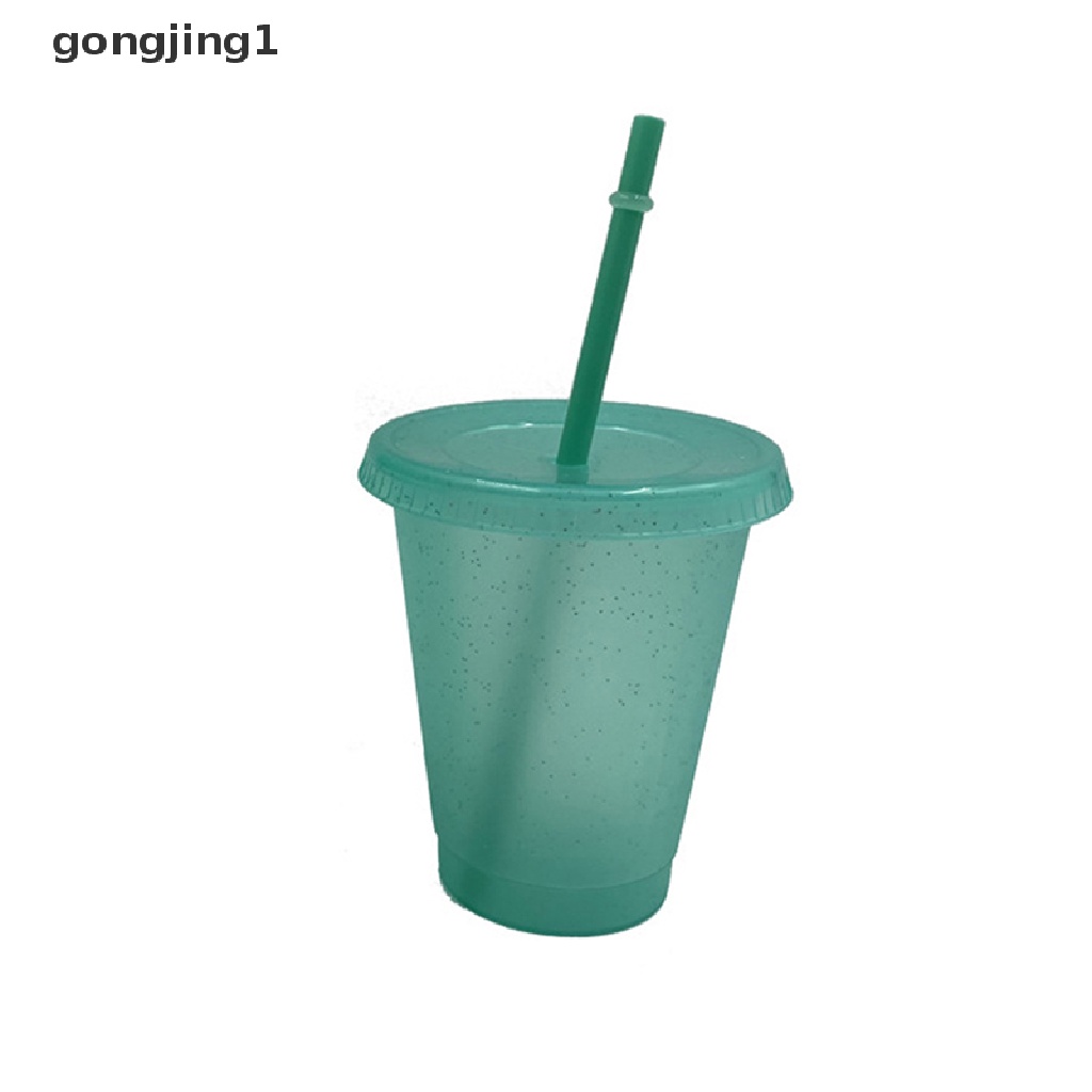 Ggg Botol Air Gelas Dingin Mengkilap Dengan Tutup Straw Drinking Cup Portable Reusable Cup ID