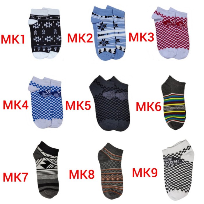 Qausku Kaos Kaki pendek pria dewasa | kaos kaki pendek pria motif | kaos kaki pendek pria 1 lusin | 