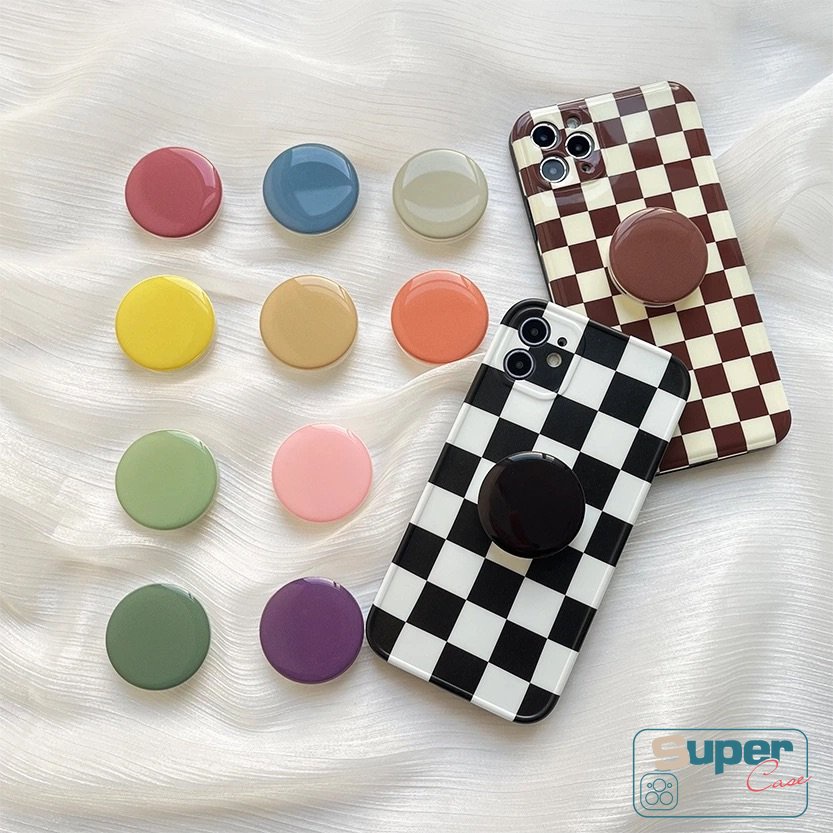 Epoxy Airbag Handphone Grips Bracket Macaron Solid Pure Candy Color Universal Lipat Dudukan Ponsel Jari Holder