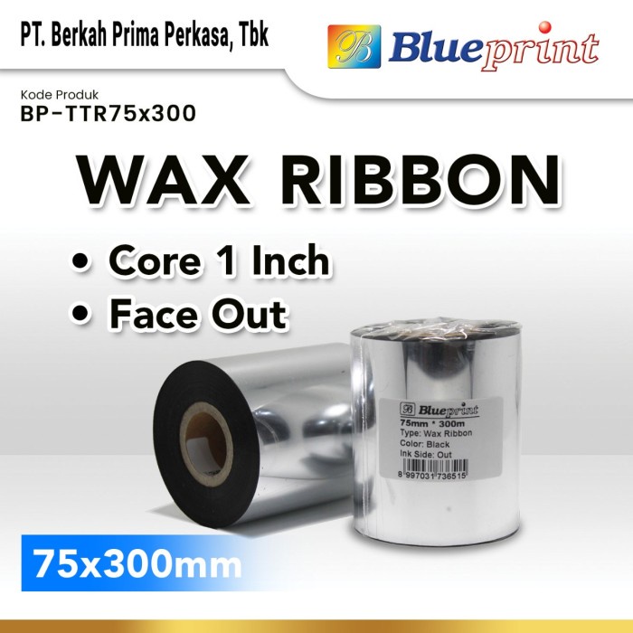 

Ribbon Wax Barcode Label 75x300m BLUEPRINT Thermal Transfer Ribbon -DVN36