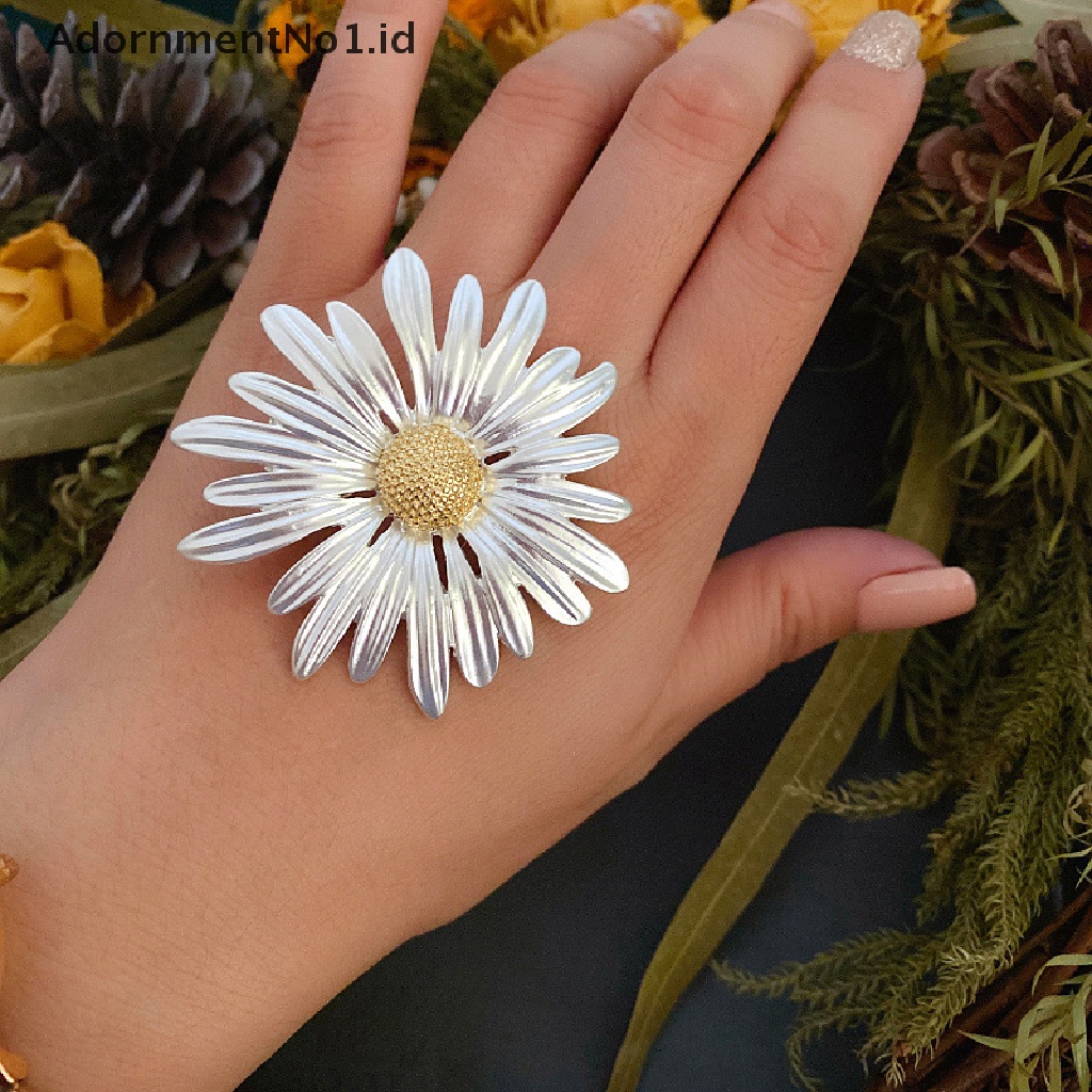 [AdornmentNo1] Elegan Vintage Logam Tanaman Bunga Daisy Bros Pin Untuk Wanita Pria Kerah Pakaian Aksesoris Jas Syal Klip Perhiasan Hadiah [ID]