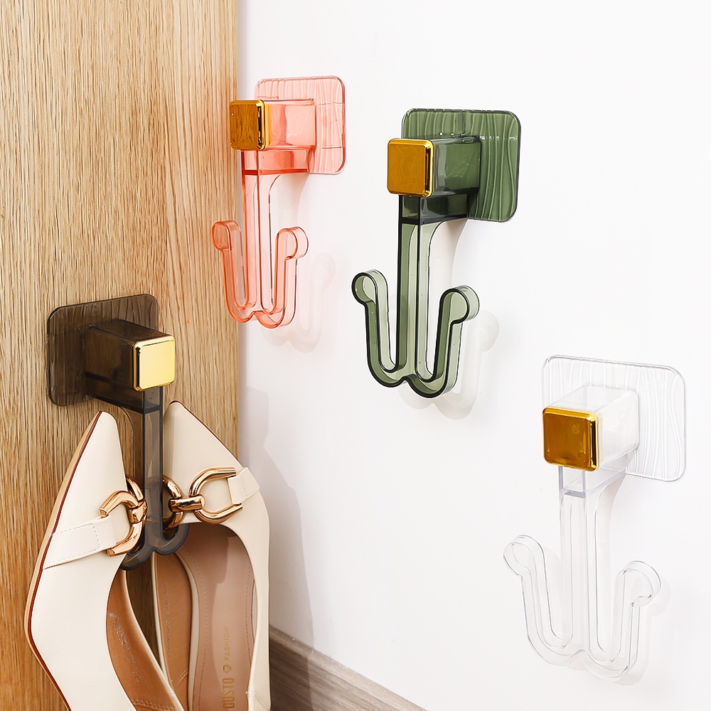 1/2pcs Kamar Mandi Yang Dipasang Di Dinding Non-Punched Slipper Holder/Toilet Sandals Drain Storage Hook/Belakang Pintu Gantungan Sepatu Rak Penyimpanan/Organizer Sepatu Hemat Ruang/Atur Artefak