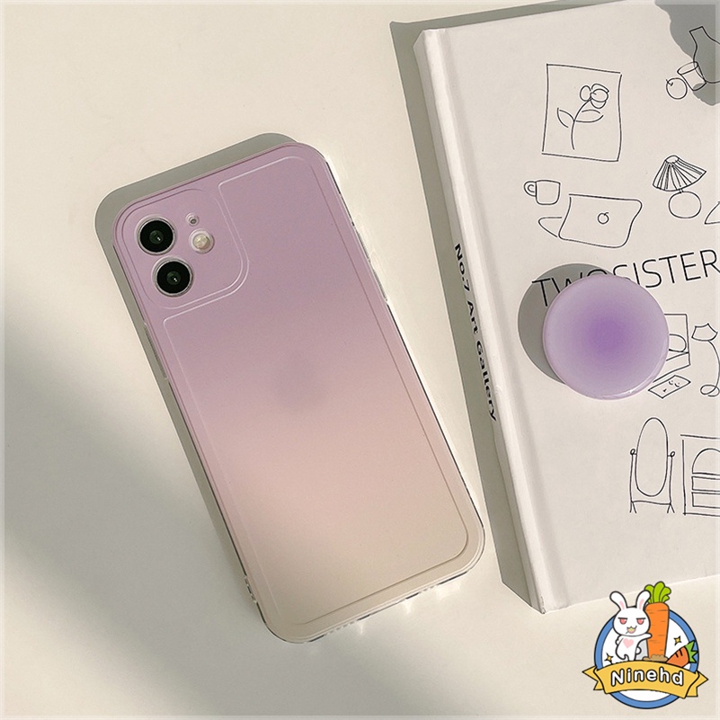 Huawei Y9 Prime 2019 Nova 9 7 7i 7se 6 SE Pro Nova 5T 4e 3i Y7A Y9s P30 Lite Mate40 30 Pro Honor 8X Ins Korea Gradasi Ungu Sederhana Braket Warna Solid Tahan Debu Casing Ponsel