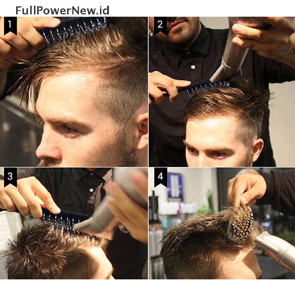 Power 1Pc Fashion Pria Sikat Rambut Keramik Besi Sisir Bulat Barber Dressing Salon Styling ID