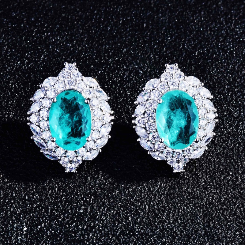 Goldkingdom Fashion Perhiasan Aksesoris Ready Stock Mewah Paraiba Liontin Mewah Set Dengan Penuh Berlian Pajangan Berlian Set Warna-Warni Harta Anting Terbuka Cincin Perempuan