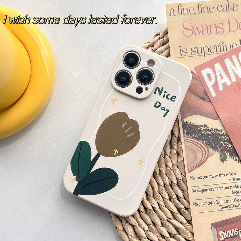 IPHONE Motif Samping Nice Day Tulip Soft Case iP Iphone7 8 14+Plus SE 2020 X XR XS Max11 12 13 Pro Max FTD Casing Apple