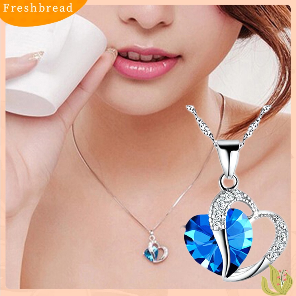 {In Stock} Liontin Kalung Cubic Zirconia Hias Perhiasan Hadiah Bentuk Hati Wanita Fashion Pendant Necklace Untuk Kehidupan Sehari-Hari