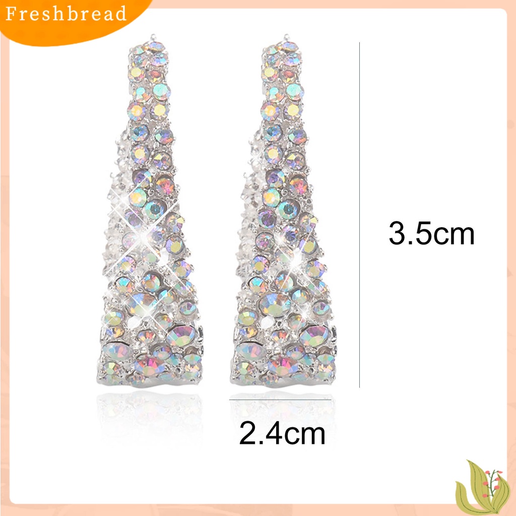 Anting Stud Bentuk U Aksen Berlian Imitasi Shiny Multicolored Untuk Wanita