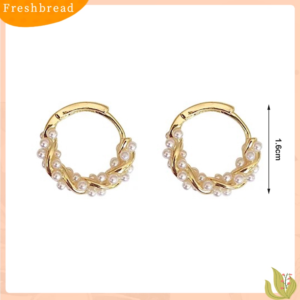 {In Stock} 1pasang Anting Hoop Cahaya Mewah Temperamen Mutiara Imitasi Minimalis Geometris Hias Hadiah Wanita Anting Lingkaran Perhiasan Pesta Aksesori Busana