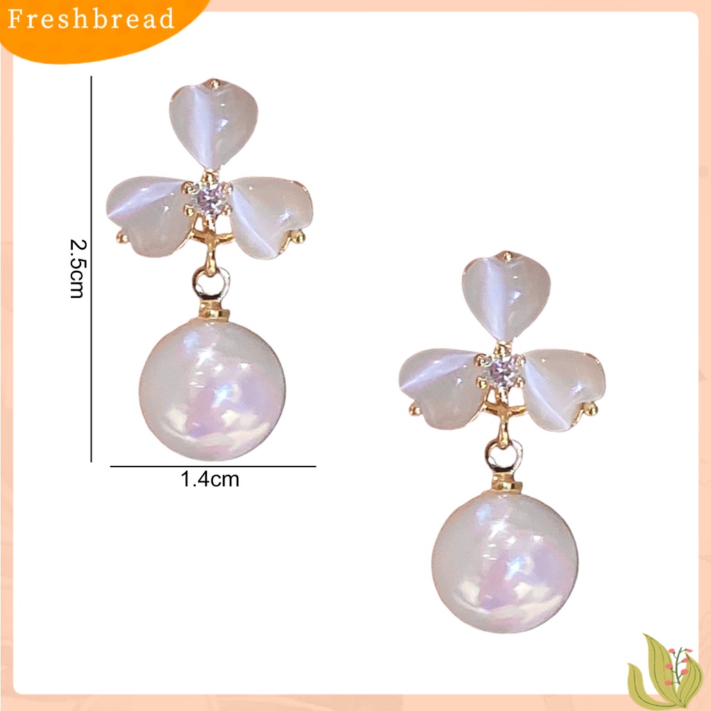 {In Stock} 1pasang Anting Stud Dainty Elegan Temperamen Gaya Perancis Mutiara Imitasi Opal Bunga Wanita Drop Earrings Perhiasan Aksesoris