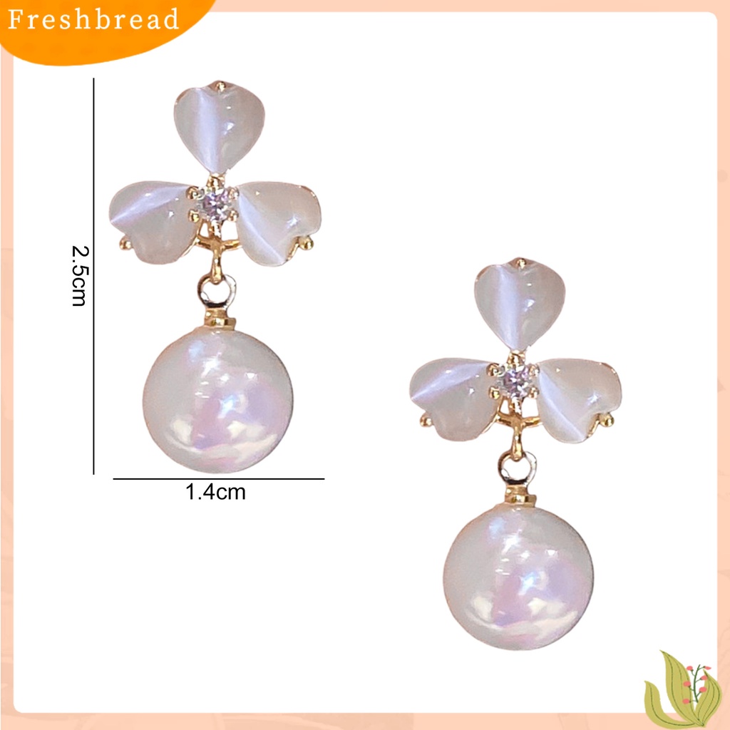 {In Stock} 1pasang Anting Stud Dainty Elegan Temperamen Gaya Perancis Mutiara Imitasi Opal Bunga Wanita Drop Earrings Perhiasan Aksesoris