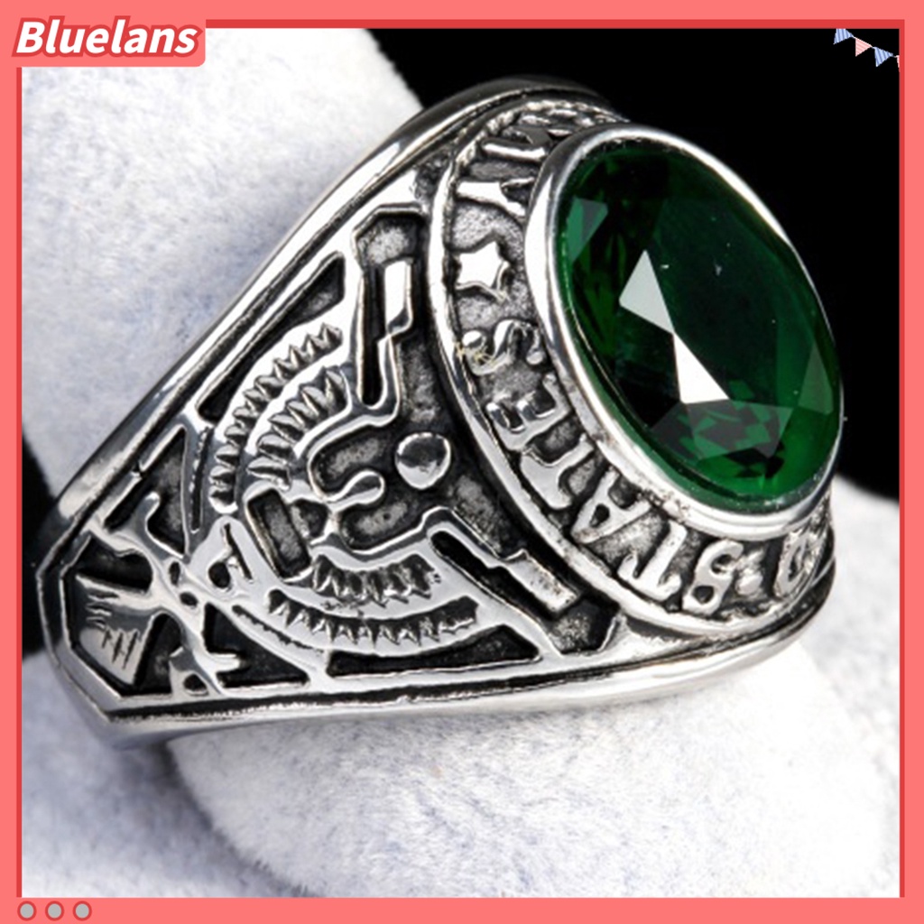 {In Stock} Cincin Punk Bentuk Oval Hias Berlian Imitasi Punk Klasik Ring Untuk Pesta