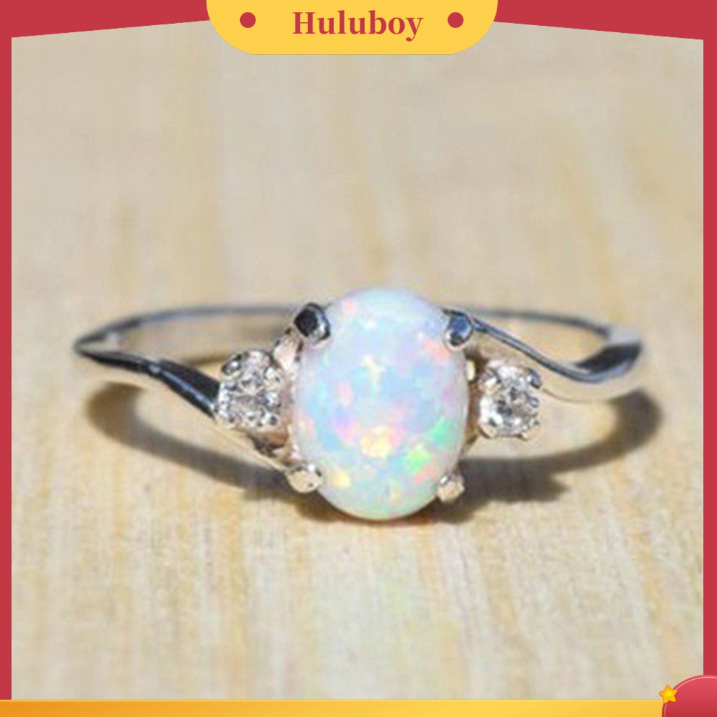 {Ready Stock} Cincin Kilau Imitasi Opal Berlian Imitasi Hias Tembaga Gaya Wanita Ring Untuk Pernikahan