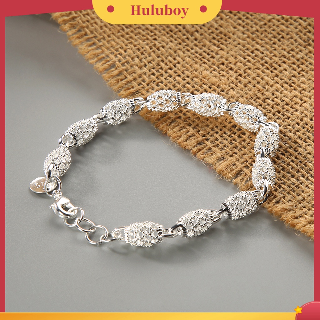{Ready Stock} Gelang Elegan Anti Karat Wanita Lapis Silver Hollow Bola Bangle Rantai Untuk Travel