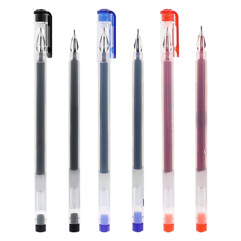 Black/blue/red 0.38mm Superfine Diamond Tip Gel Pen/Pena Tanda Tangan Tulisan Halus Cepat Kering/Pena Netral Plastik Klipable