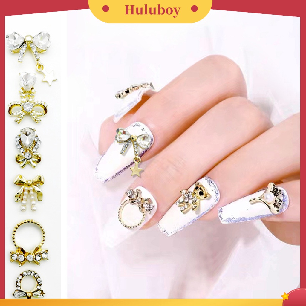 {In Stock} 10Pcs Manicure Dekorasi Permukaan Mengkilap Bentuk Kreatif Warna Cerah Tahan Karat Serbaguna Hias Alloy Bow-Knot DIY Perhiasan Kuku Desain Manicure Untuk Salon Kuku