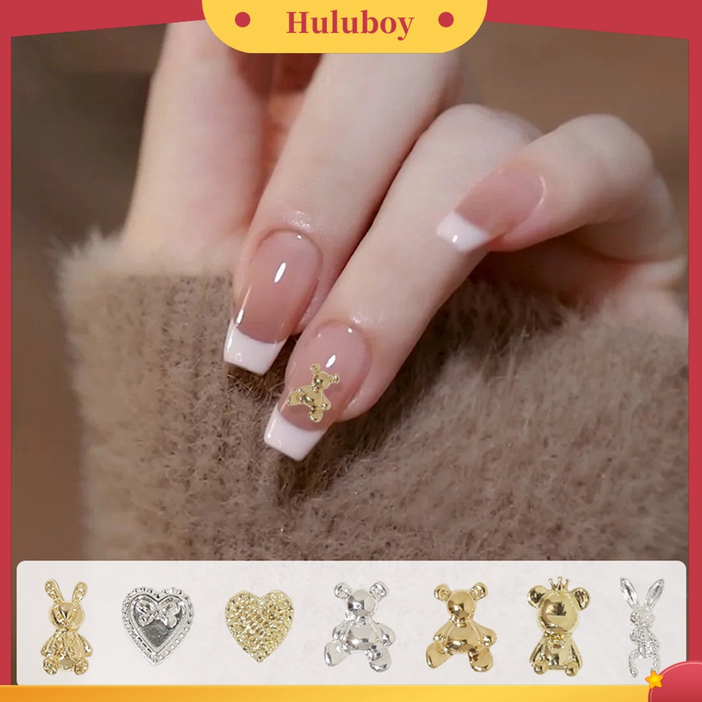 {In Stock} 10Pcs Hiasan Kuku Gloss Tidak Jatuh Tiga Dimensi DIY Mempesona Efek Visual Jantung Busur Beruang Kelinci Kuku Paduan Dekorasi Kuku Salon Pasokan