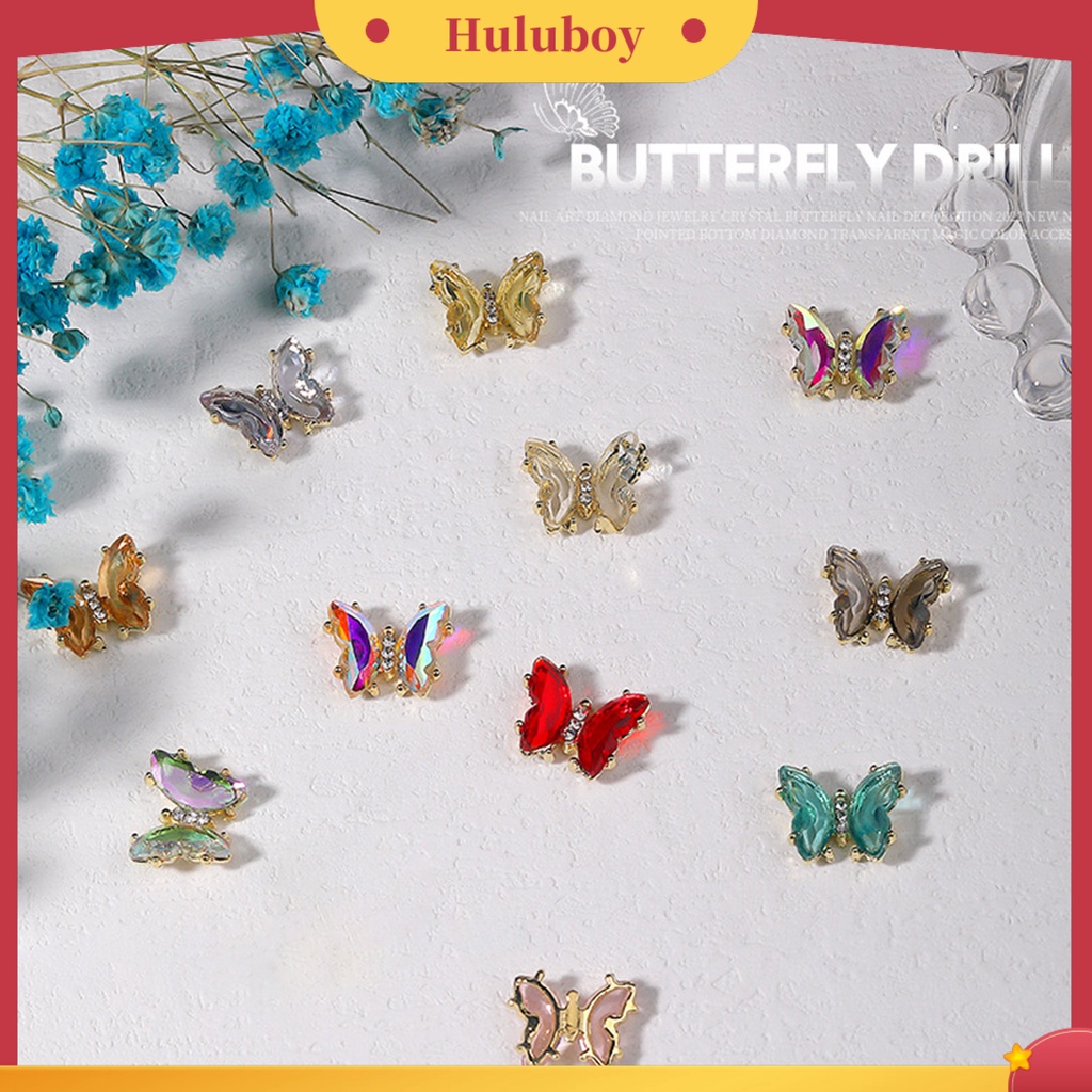 {In Stock} 10Pcs Nail Art Decor Tiga Dimensi Shiny Glitter Sparkling DIY Aksesoris Kuku Mini Kristal Palsu Pesona Kuku Kupu-Kupu Manicurist Supply