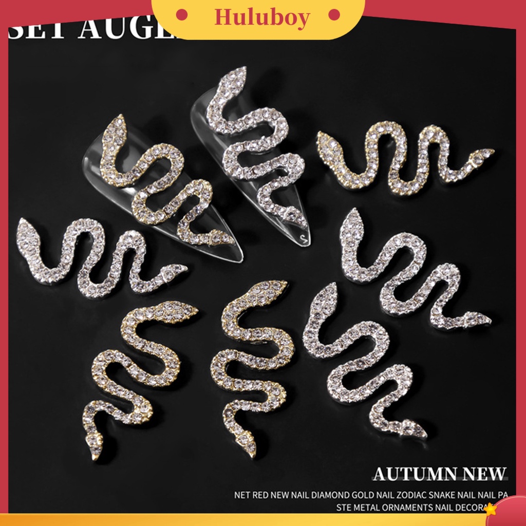 {In Stock} 10Pcs/Set Hiasan Kuku DIY Perhiasan Glitter Minimalis Ular Artistik Novelty Nail Jewelry Untuk Wanita