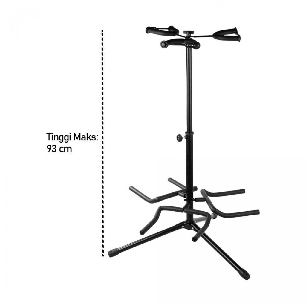 Stand Gitar Folding 3 Dock Dudukan Bingkai Besi Tinggi Adjustable