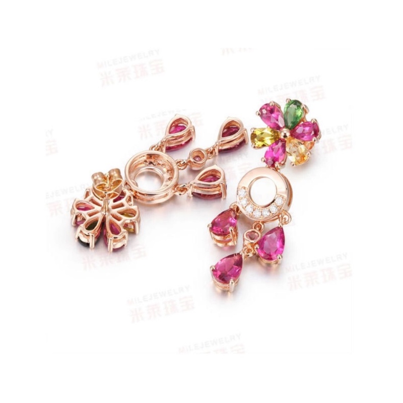 Goldkingdom Aksesoris Perhiasan Fashion Ready Stock Anting Rubellite Korea, Anting Stud Batu Permata Berwarna, Perhiasan set Batu