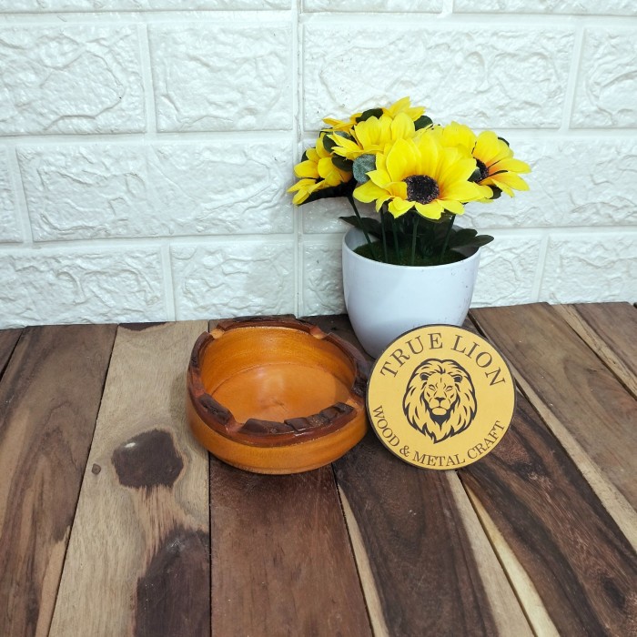 ASBAK KAYU UNIK ASBAK BULAT ASBAK KAYU NATURAL