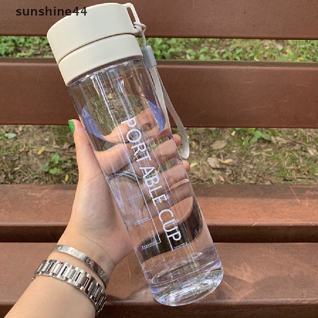 Sunshine 600ml Kapasitas Besar Olahraga Buah Lemon Jus Botol Minum Infuser Bening Portabel Botol Air Plastik ID