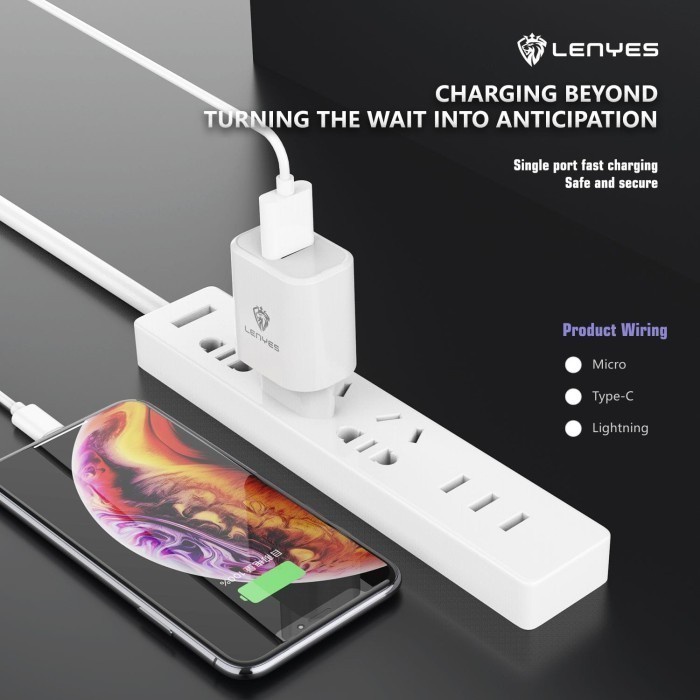 Lenyes LCH333 EU Kepala Charger Adaptor USB+Kabel Data 2.1A Original - Micro USB original kabel cable casan travel charger tc android usb charger micro usb type c batok kepala charger