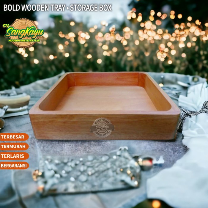 SangKayu Nampan Kayu Kotak Besar Baki Tray Kotak Penyimpanan Serbaguna Kayu