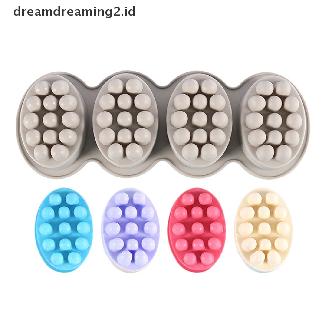 (hot) Cetakan Silikon Sabun Handmade 3D DIY Resin Bentuk Oval Massage Soaps Kerajinan Tangan//