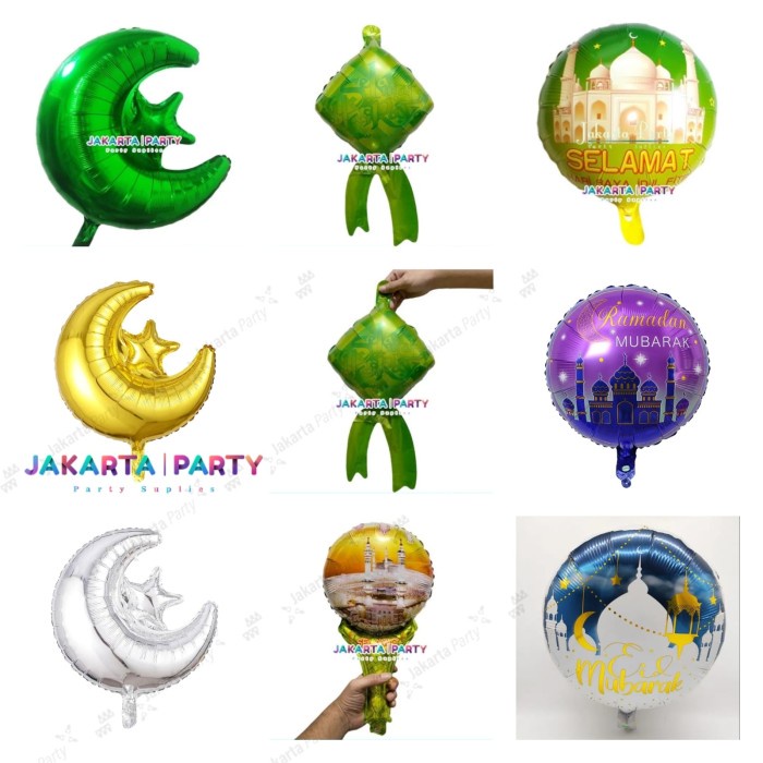 Balon Foil Karakter Lebaran / Foil Idul Fitri /Hiasan Dekorasi Lebaran