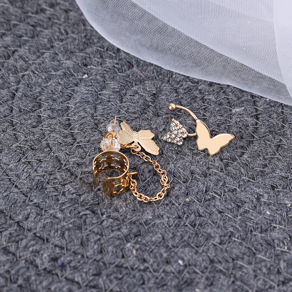 Klip Telinga Kupu-Kupu Yang Dipersonalisasi Vintage/Anting Tetesan Berongga Kreatif/Tanpa Tindik Fashion Aksesoris Perhiasan Elegan