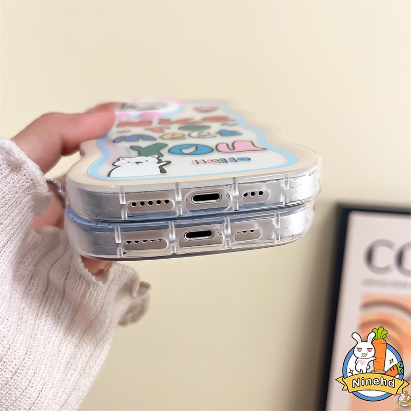 IPHONE Casing Kompatibel Untuk Iphone14 13 12 11 Pro Max X Xr Xs Max7 8 6 6s Plus SE Lucu Graffiti Letter Phone Case Wavy Edge Monster Bumper Anti Jatuh Shockproof Pelindung Soft Cover