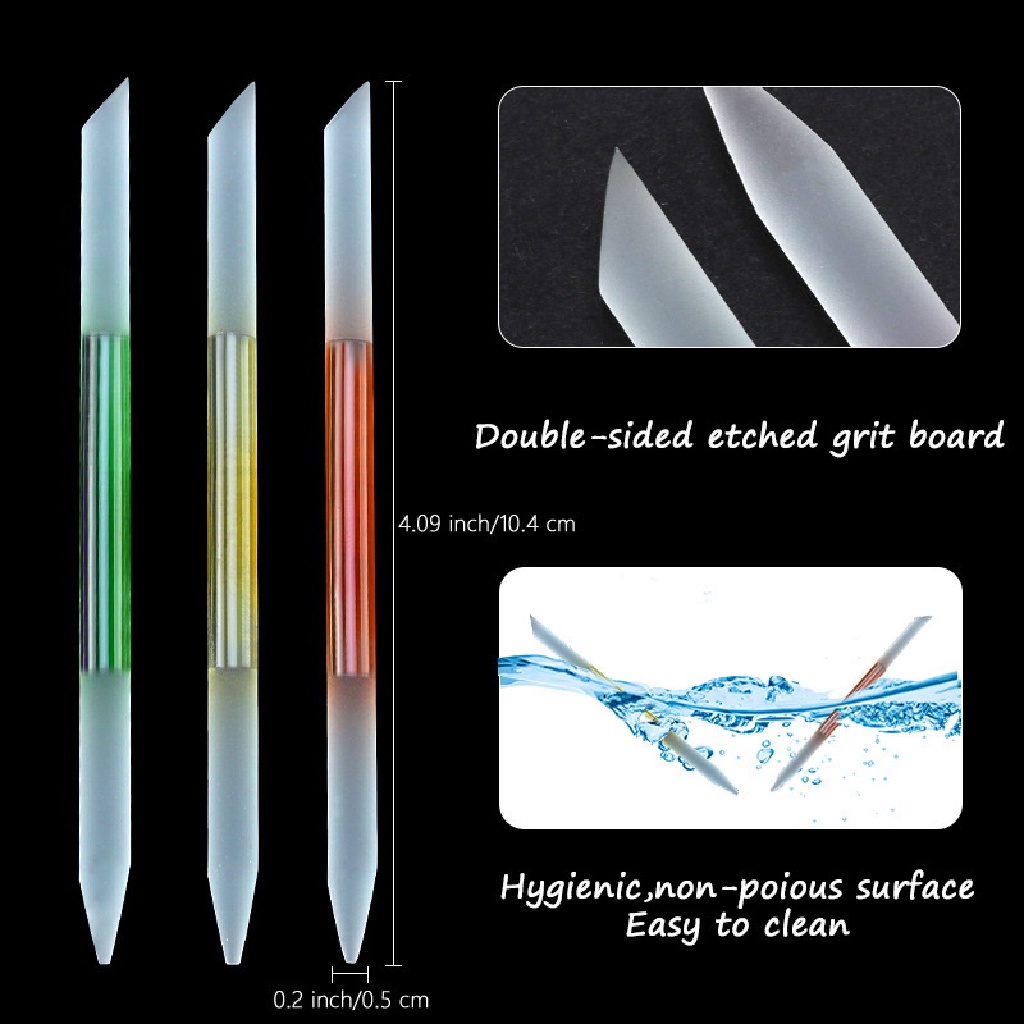 Power Double Head Nail File Nail Manicure Stick Kaca Kutikula Pendorong Penghilang Kutikula ID