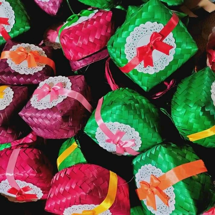 [ BESEKRAF ] BESEK BAMBU HIAS WARNA | KOTAK HAMPERS | BESEK CATERING UKURAN 10 X10 :B10