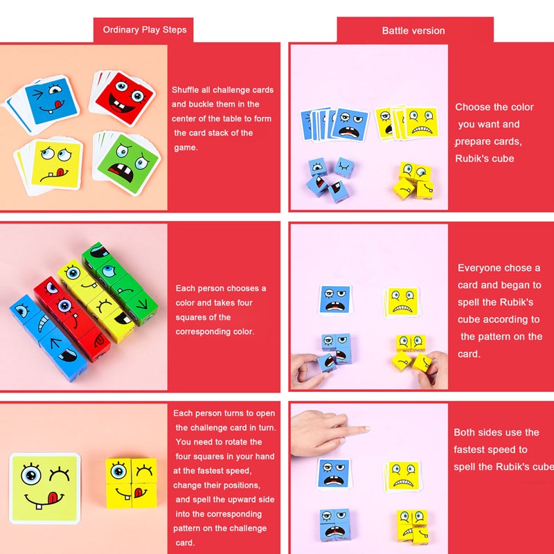 Mainan Kubus Berubah Wajah Puzzle Ekspresi Montessori Pelatihan Konsentrasi Anak-Anak Belajar Dini Mainan Edukasi