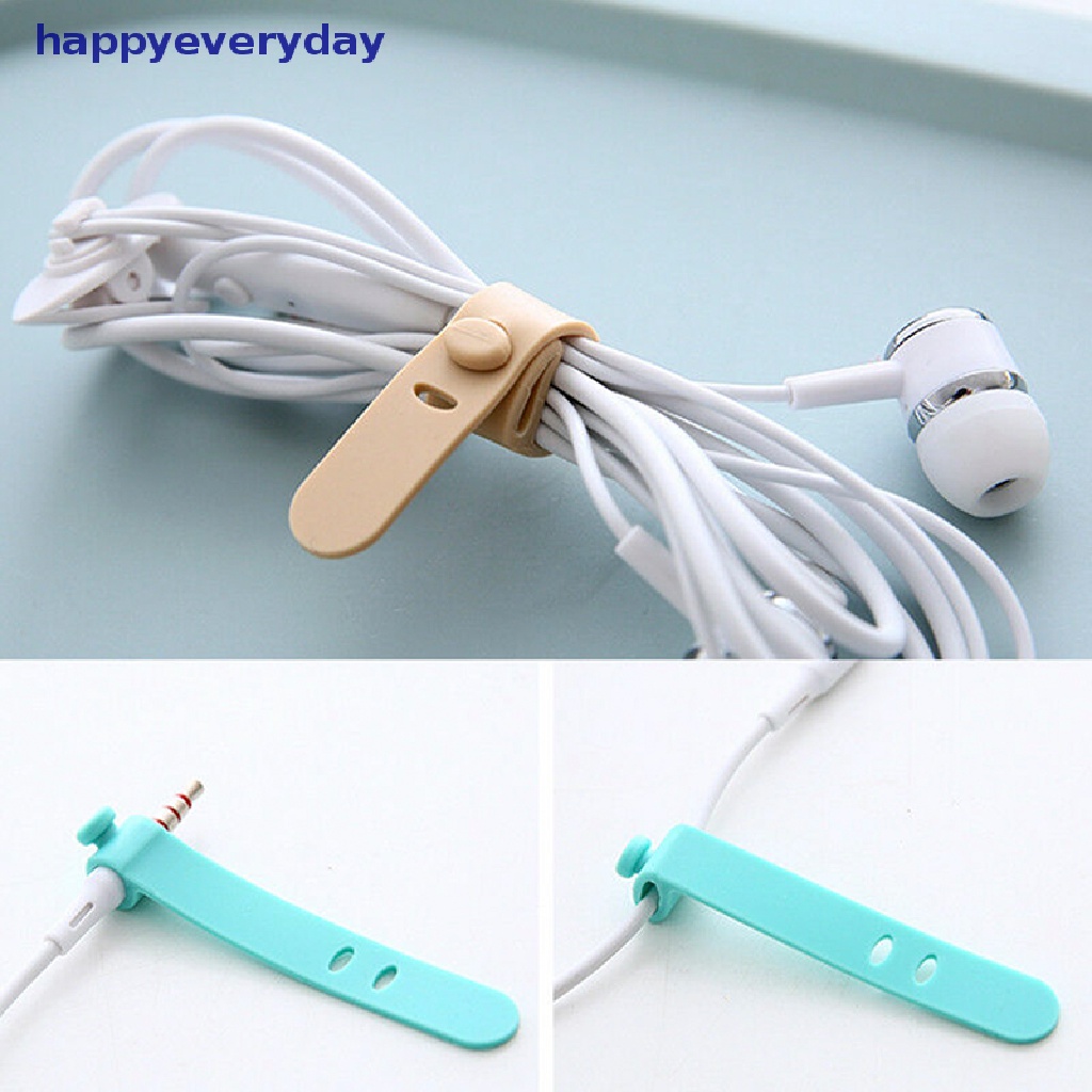 [happy] Silicone Kabel Data Organizer Headphone Cord Finishing Buckle Wrap Tie Strap [ID]