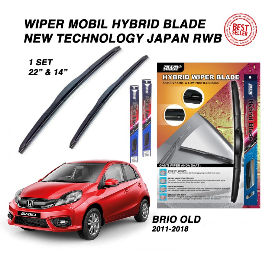 Wiper Mobil HONDA BRIO Karet Wiper Frameless Hybrid Blade Set RWB