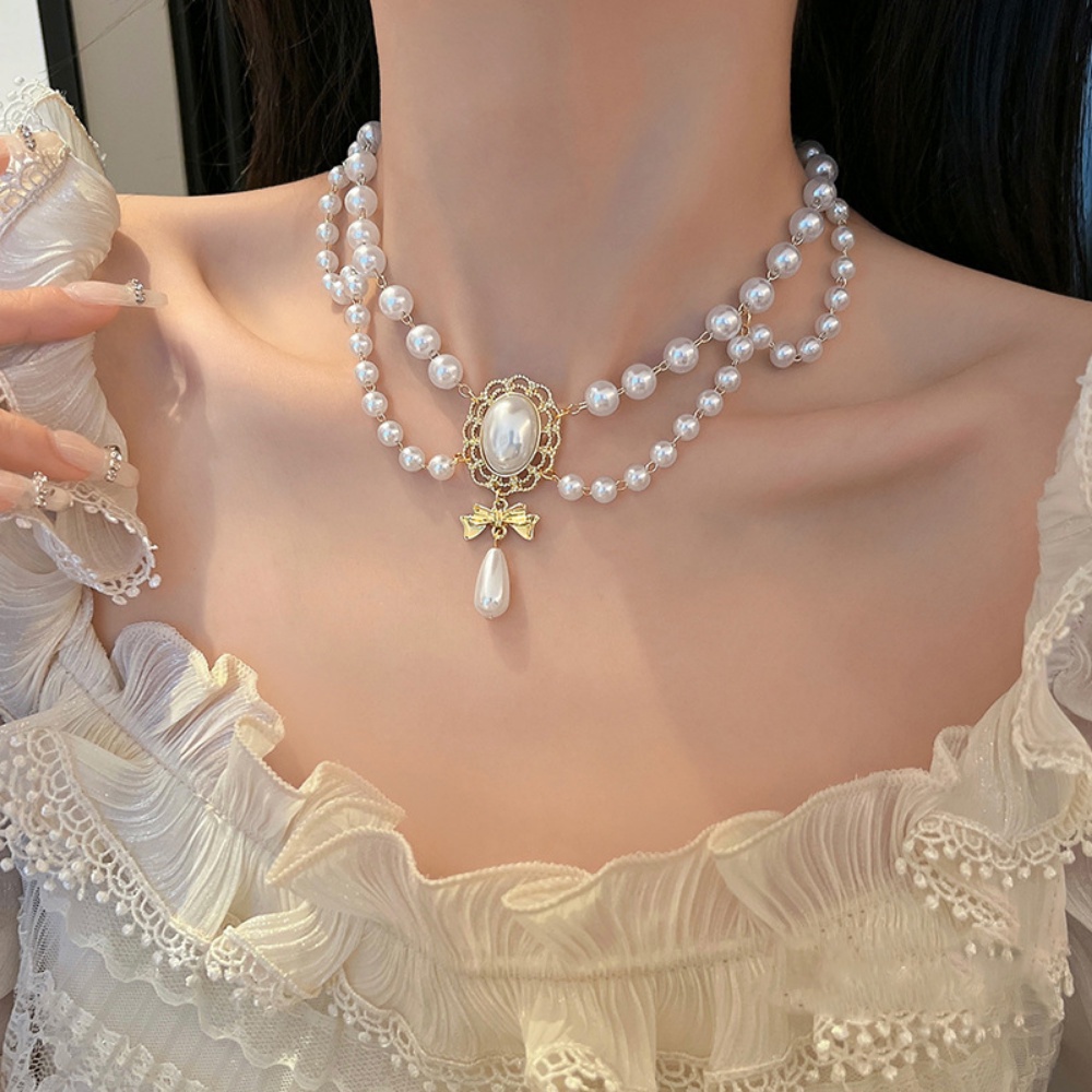 Deartiara Kalung Mutiara Imitasi Barok Antik Dengan Kualitas Tinggi Elegan Rantai Klavikula Perjamuan Pengantin Fashion Neckchain