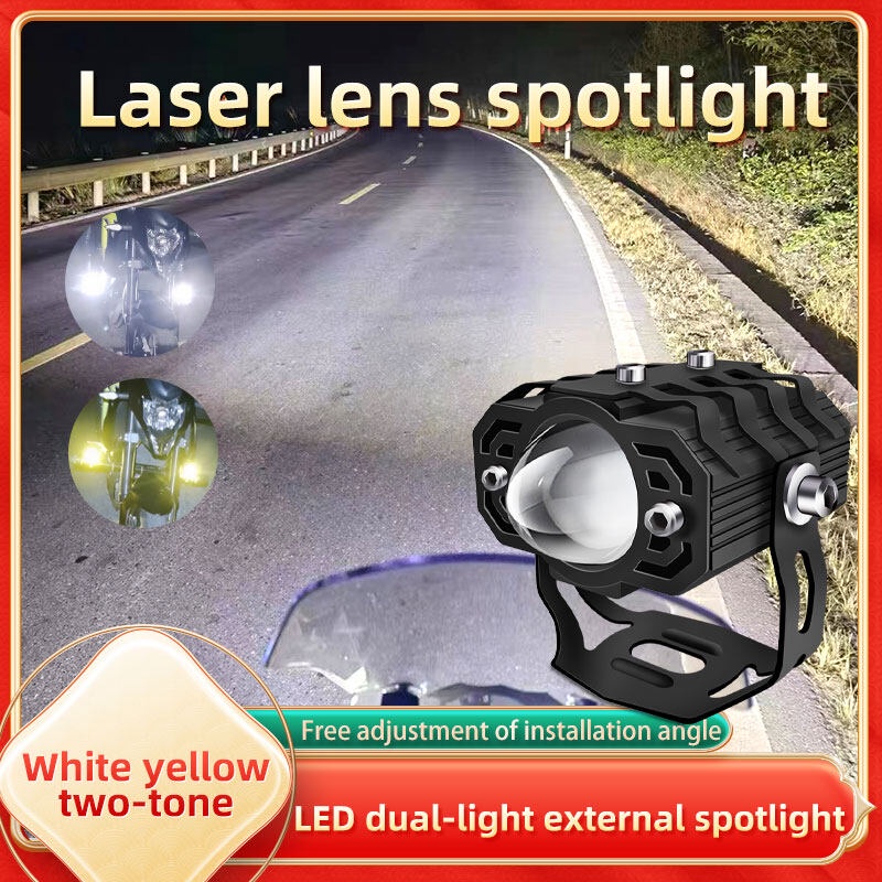 2pcs LED Mini Driving light Universal Motor &amp; Mobil Headlamp (Kuning Putih) Pencahayaan