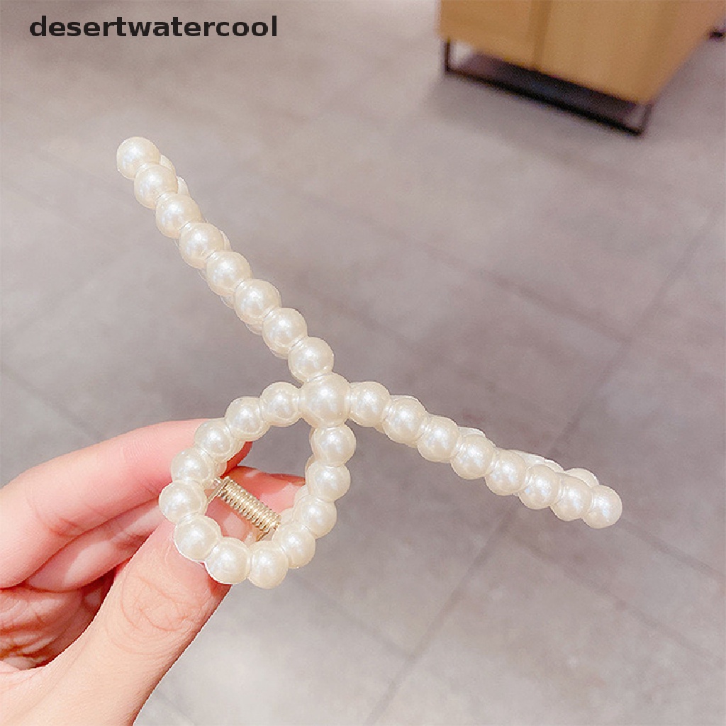 Deid Mutiara Acrylic Hair Claw Clips Ukuran Besar Makeup Styling Rambut Jepit Martijn