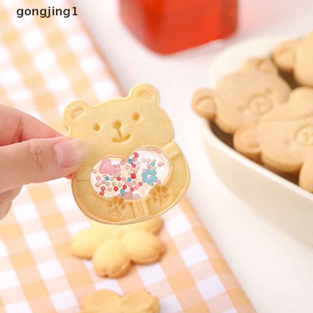 Ggg 2/4Pcs Cetakan Beruang Lucu Cookie Bear Stamper Biscuit Cutter Set DIY Cetakan Kue ID