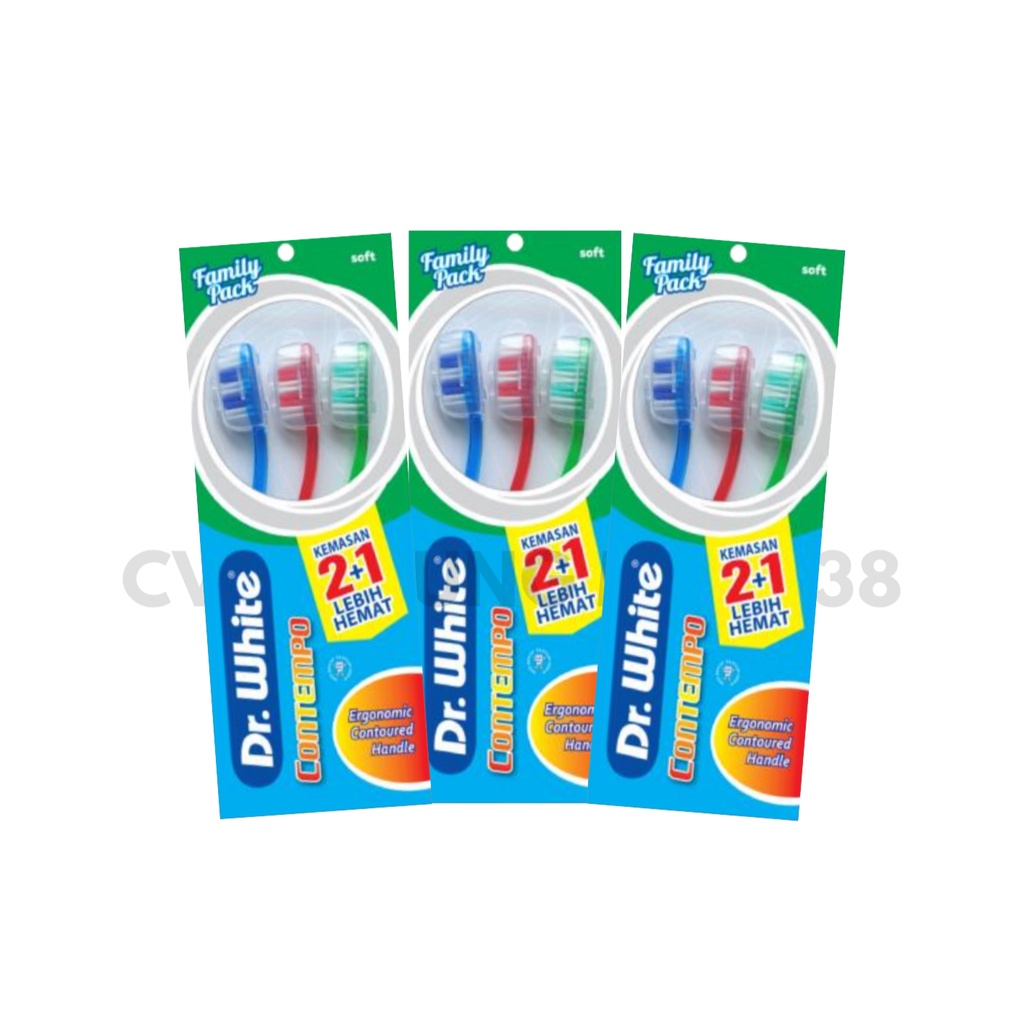 PROMO SIKAT GIGI DR. WHITE : CONTEMPO FAMILY PACK Isi 3 pcs