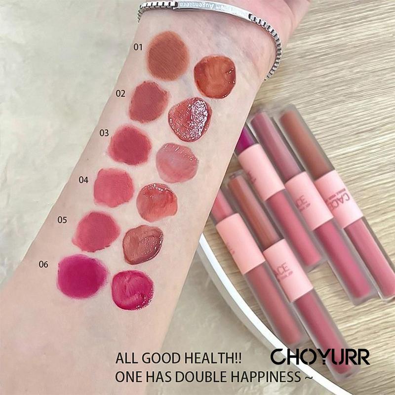 【COD】CACE 2 in 1 Matte + Glossy  Lipstick Lip Mud Lip Cream Lip Gloss Dua Sisi Matte Lipstick Glossy Tahan Lama-CH