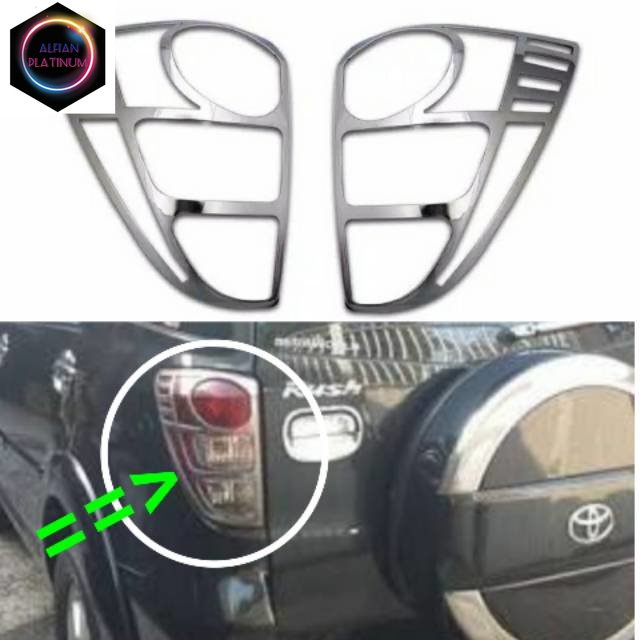 Garnish chrome lampu belakang RUSH/TERIOS LAMA 2008-2011 Variasi Mobil