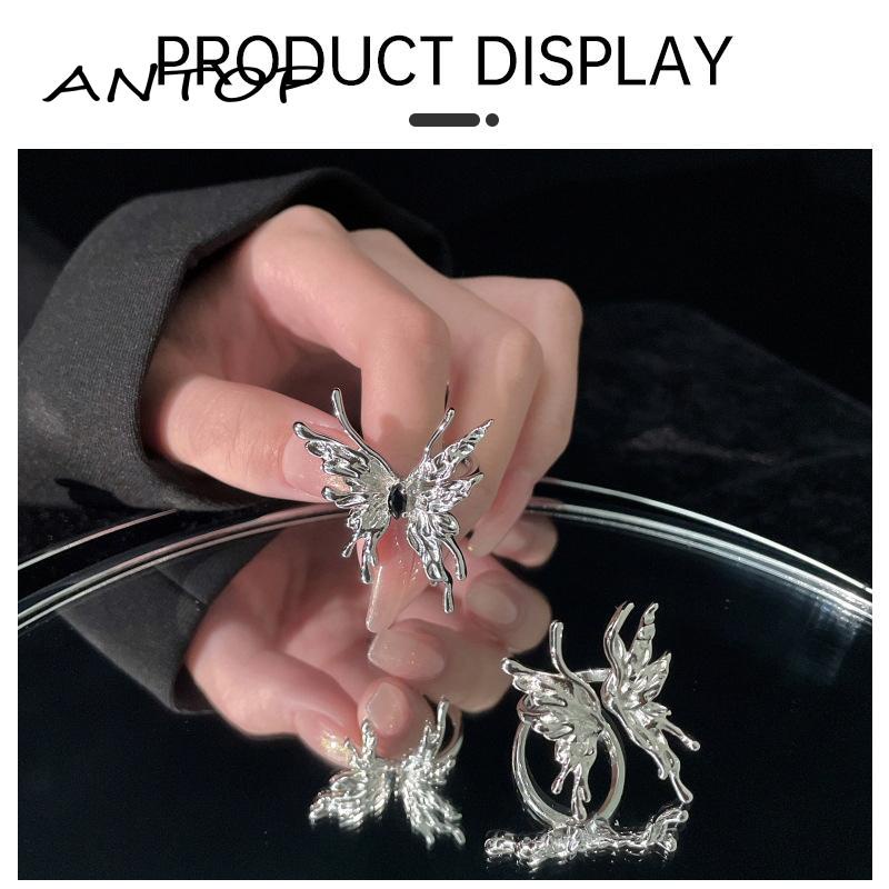 [antop] Cincin Jari Kepribadian Fashion Wanita Desain Cair Rasa Premium Cincin Terbuka Kupu-Kupu
