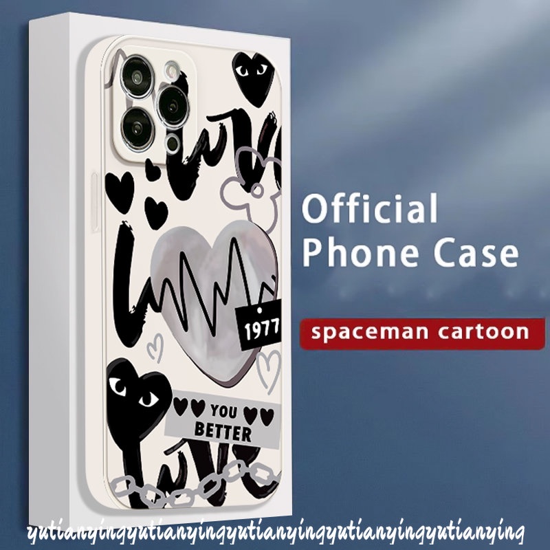 Trendy Comme des Garcons Case Kompatibel Untuk IPhone 7Plus X XR XS Max13 14 11 12 Pro Max8 7 6S 6 Plus SE 2020 Tepi Lurus Lembut Tpu Cinta Hati Penutup Belakang