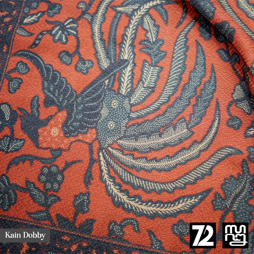 BAHAN BATIK PREMIUM Dobby Dobi Dobbi Motif Phoenix Warna Orange 723519 Cap 72 Jarik Jarit Samping Ke